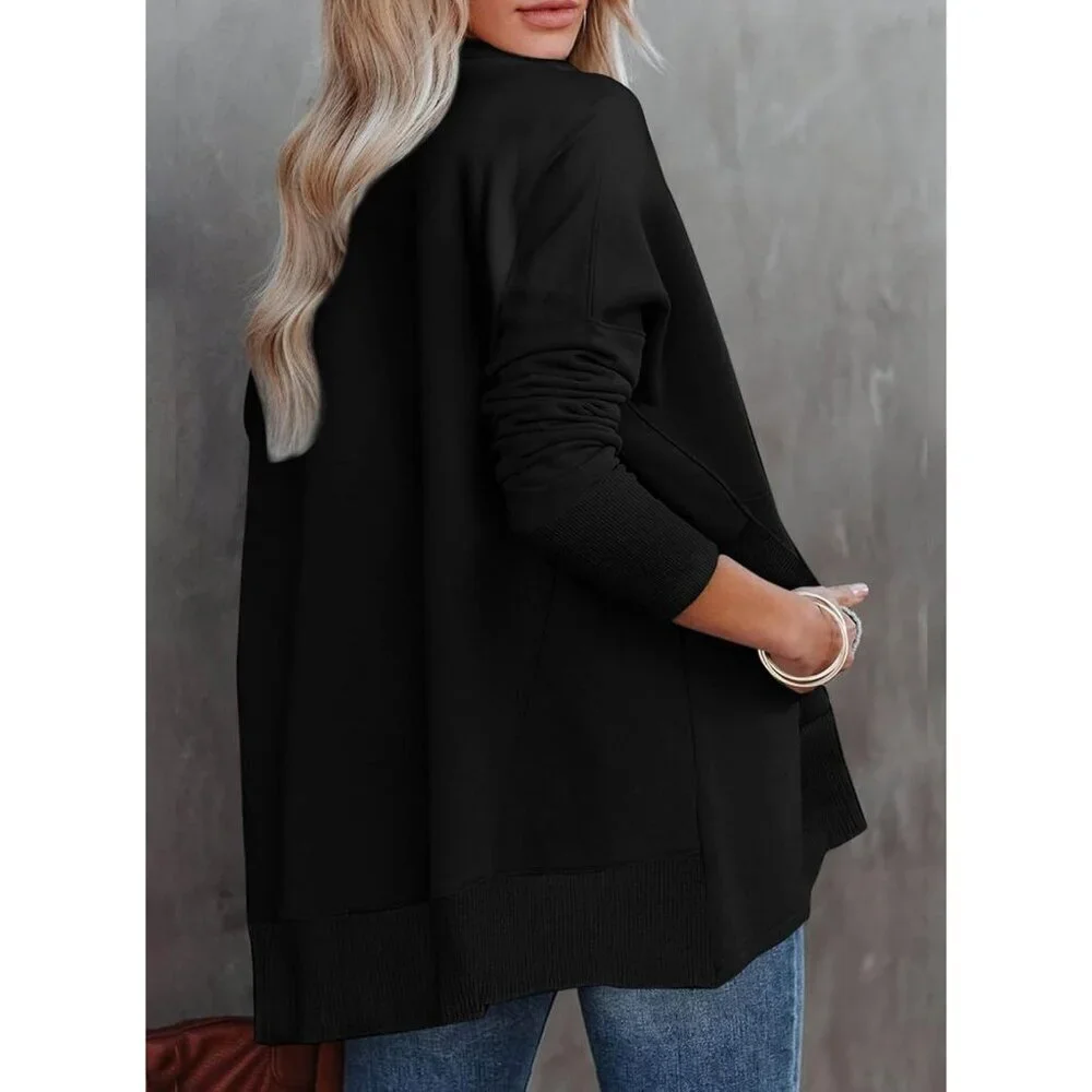 Women's Oversized Pullover Sweatshirt Long Sleeve Half Zip Casual